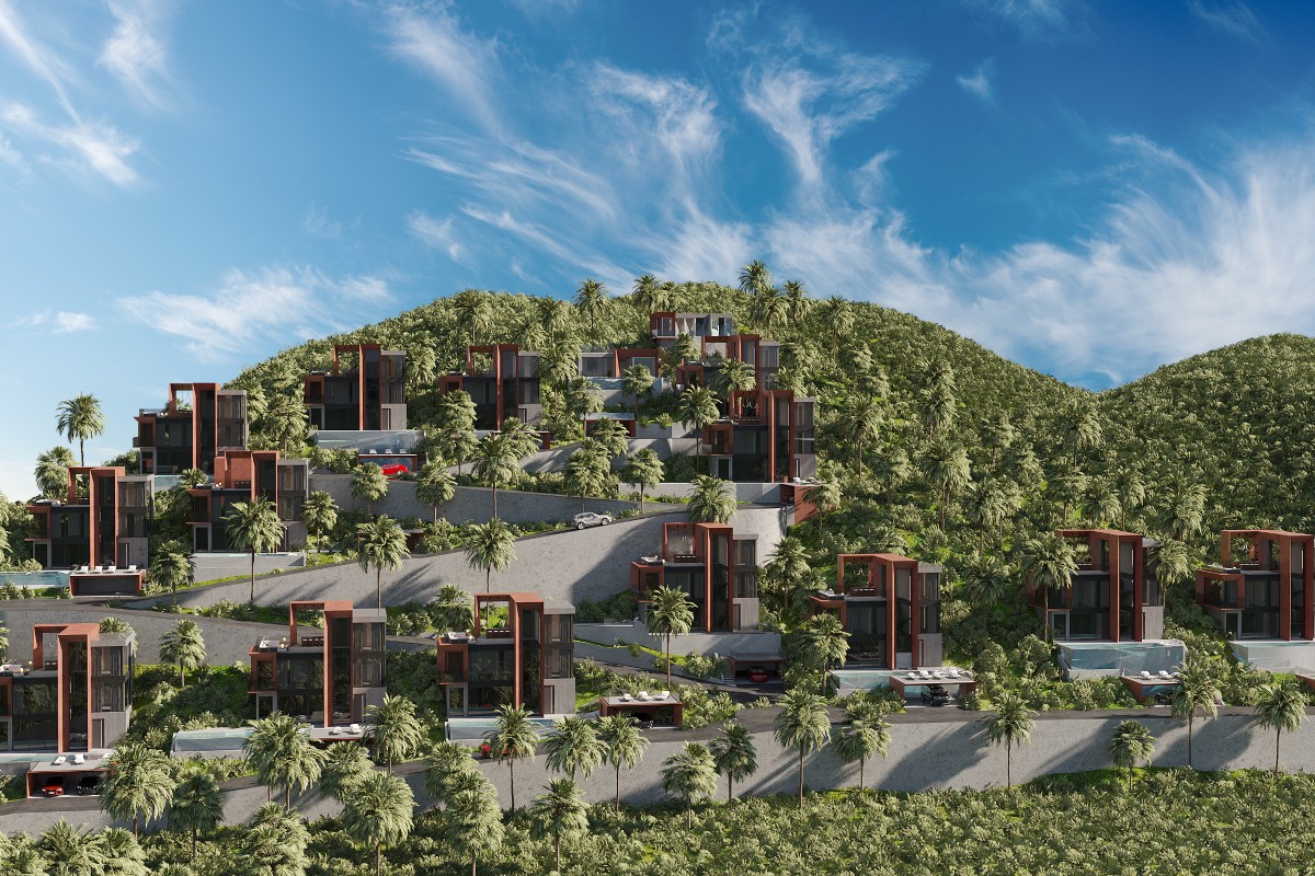 3-5 bedroom seaside pool villa across the road from Karon Beach, Phuket development view PSV-KAR-1527