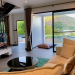 3 villas and 1 apartment hillside estate in Nai Harn, Phuket living area with pool access PSV-NAH-1542