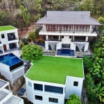 3 villas and 1 apartment hillside estate in Nai Harn, Phuket aerial view PSV-NAH-1542