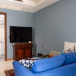 4-5 bedroom villa with large pool near Bang Tao Beach, Phuket tv and blue couch PSV-BAN-1528 ALT text