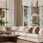 4-bedroom pool villa near Ruamrudee Intl School, Chalong, Phuket living area with French windows PSV-CHE-1551