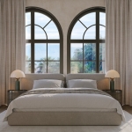 4-bedroom pool villa near Ruamrudee Intl School, Chalong, Phuket bedroom with arched windows PSV-CHE-1551