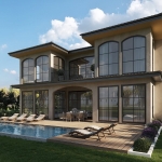 4-bedroom pool villa near Ruamrudee Intl School, Chalong, Phuket external view of 2-storey home with outdoor dining and private pool PSV-CHE-1551