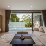 4-bedroom smart home pool villa near Loch Palm in Kathu, Phuket living room with pool access PSV-KTU-1534