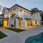 4-bedroom villa with large 60 sqm pool near BCIS in Chalong, Phuket exterior view at night PSV-CHA-1530