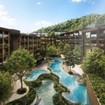 1-2 bedroom condos for sale walk to Patong Beach, Phuket exterior view of development with lagoon pools and garden PSC-PAT-1564