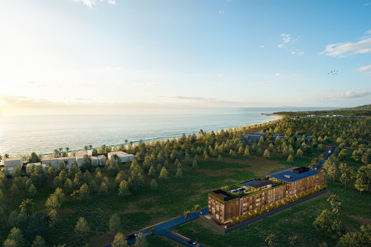 1-2 bedroom condos for sale walk to Nai Yang Beach, Phuket aerial view PSC-NAY-1562fo the development