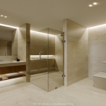 1-3 bedroom condos in the Momentum District near Layan Beach, Phuket minimalist style bathroom with beige tiles PSC-LAY-1573