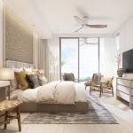 1-3 bedroom condos for sale in Laguna, Phuket bedroom with tv and balcony access PSC-LAG-1568