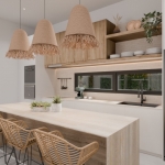 2-4 bedroom pool villas near Friendship Beach Resort in Rawai, Phuket kitchen with breakfast island and 4 barstools PSV-RAW-1552