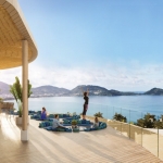 2-3 bedroom pool villas 500m walk to Kalim Beach in Patong, Phuket rooftop bar with sea view and sunken seats PSV-PAT-1574