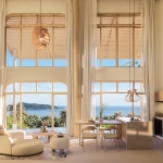 2-3 bedroom pool villas 500m walk to Kalim Beach in Patong, Phuket open plan living, dining and kitchen area with double height ceiling and sea view PSV-PAT-1574