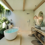 2-3 bedroom pool villas 500m walk to Kalim Beach in Patong, Phuket bathroom with bathtub and mini garden PSV-PAT-1574