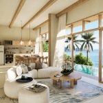 2-3 bedroom pool villas 500m walk to Kalim Beach in Patong, Phuket open plan living, dining and kitchen area with sea view PSV-PAT-1574