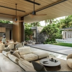 3-4 bedroom pool villas near Pa Lai Beach in Chalong, Phuket open plan living dining and kitchen area facing pool PSV-CHA-1570