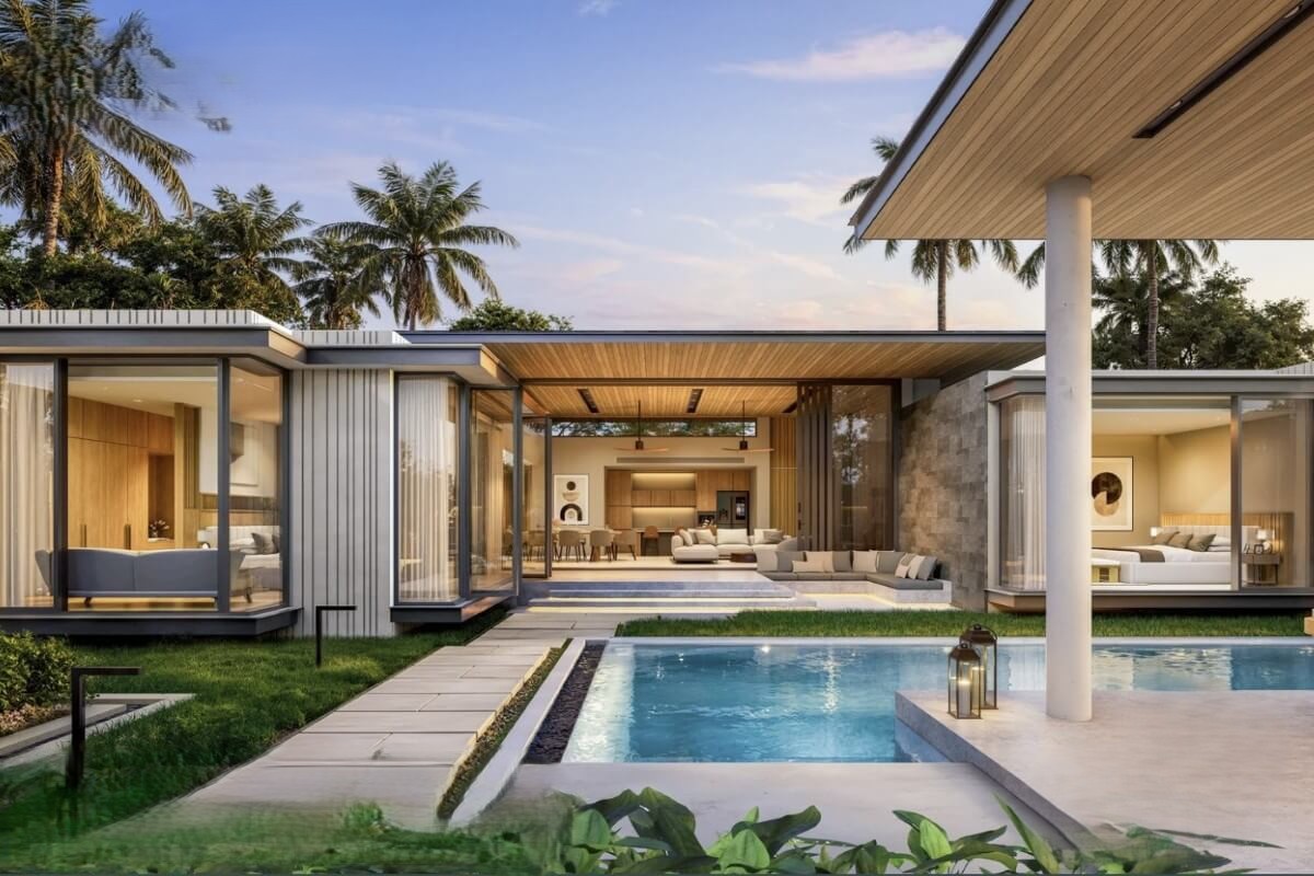 3-4 bedroom pool villas near Pa Lai Beach in Chalong, Phuket villa and showing pool area PSV-CHA-1570