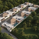 3-4 bedroom pool villas near Thanyapura and UWC in Thalang, Phuket aerial view of the development with solar panels PSV-THA-1554