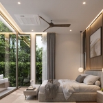 3-4 bedroom pool villas near Thanyapura and UWC in Thalang, Phuket bedroom with floor to ceiling glass walls and doors PSV-THA-1554