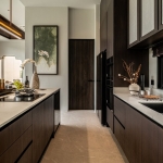 3-4 bedroom pool villas in Soi Naya near Nai Harn Beach, Phuket kitchen with walnut toned cabinets PSV-NAH-1569