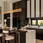 3-4 bedroom pool villas in Soi Naya near Nai Harn Beach, Phuket kitchen with breakfast island and bar stools PSV-NAH-1569