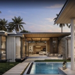 3-4 bedroom pool villas walk to BISP in Koh Kaew, Phuket exterior view of villa showing pathwalk to covered terrace PSV-KOH-1571