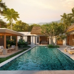 3-bedroom pool villas near Blue Tree in Cherng Talay, Phuket pool deck, sala and bedroom with pool access PSV-CHE-1563
