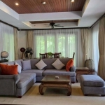 3-bedroom pool villa near Kata Beach, Phuket living room with gray sofa set PSV-KAT-1553