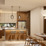 3-4 bedroom villas in Pru Jampa, Phuket dining area with kitchen and breakfast island PSV-PRJ-1572