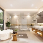 3-4 bedroom villas in Pru Jampa, Phuket bathroom with bathtub and picture window PSV-PRJ-1572