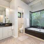 5-bedroom sea view pool villa near Surin Beach, Phuket bathroom with bathtub and picture window PSV-SUR-1557