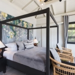 5-bedroom sea view pool villa near Surin Beach, Phuket bedroom with flower patterned wall PSV-SUR-1557