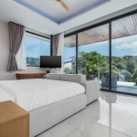 5-bedroom pool villa near Nai Harn Beach in Rawai, Phuket bedroom with tv and balcony access PSV-NAH-1577