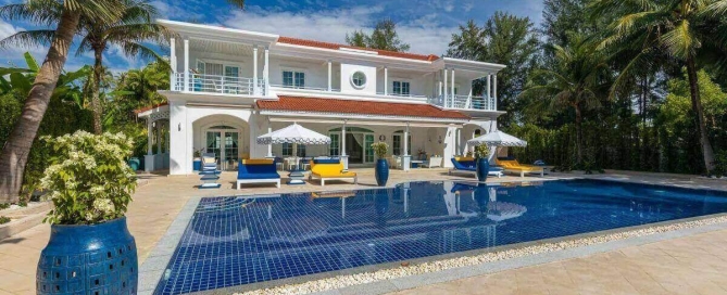 6-bedroom beachfront pool villa on Natai Beach, exterior view of villa and poolside PSV-PHA-1565