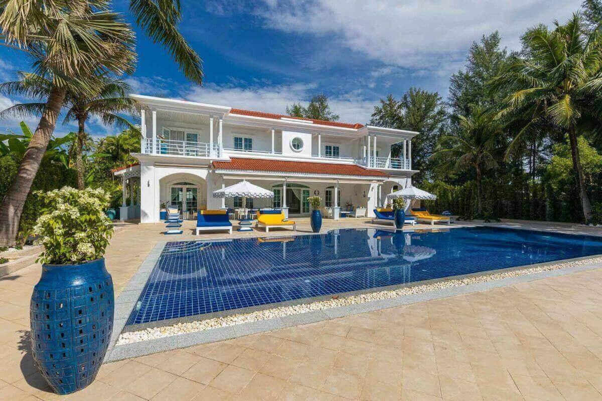 6-bedroom beachfront pool villa on Natai Beach, exterior view of villa and poolside PSV-PHA-1565