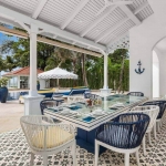 6-bedroom beachfront pool villa on Natai Beach, poolside terrace dining area PSV-PHA-1565