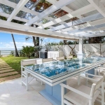 6-bedroom beachfront pool villa on Natai Beach, outdoor covered dining and pavers to the beach PSV-PHA-1565