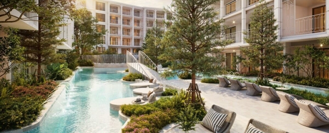 1-2 bedroom condos a 250-metre walk to Surin Beach, Phuket exterior and pool area PSC-SUR-1581