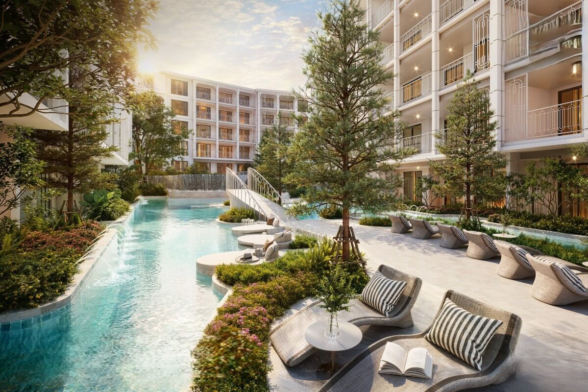 1-2 bedroom condos a 250-metre walk to Surin Beach, Phuket exterior and pool area PSC-SUR-1581