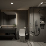 1-2 bedroom condos in Soi Ta-iad, Chalong, Phuket bathroom with gray tiles PSC-CHA-1601