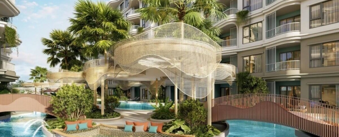 1-bedroom condos near Kamala Beach, Phuket mini bridges and island sala in the pool PSC-KAM-1592