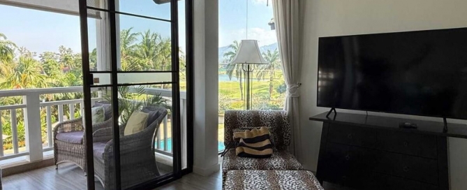 2-bedroom condo in Laguna Phuket animal print daybed near outdoor covered terrace PSC-LAG-1598