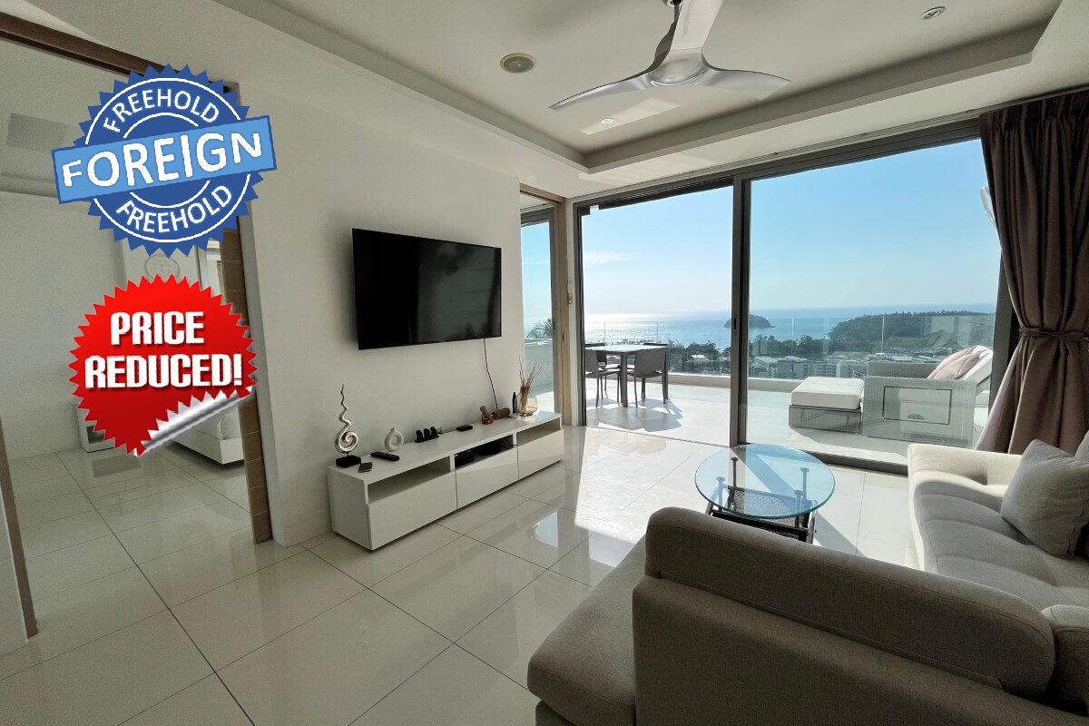 2-bedroom hillside sea view condo near Kata Beach, Phuket with foreign freehold and price reduced stickers PSC-KAT-1540