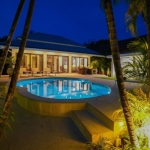 2-bedroom pool villa in Soi Naya, 5 minutes to Nai Harn Beach, Phuket evening exterior view PSV-NAH-1607
