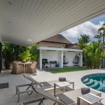 2-bedroom pool villa in Soi Naya, 5 minutes to Nai Harn Beach, Phuket undercover poolside area facing barbeque area PSV-NAH-1607