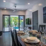 2-bedroom pool villa in Soi Naya, 5 minutes to Nai Harn Beach, Phuket dining area with pool view PSV-NAH-1607