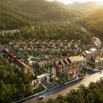 3-4 bedroom pool villas for sale 750-metre walk to BISP in Koh Kaew, Phuket aerial view of development PSV-KOH-1600