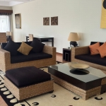 3-bedroom pool villa directly beside the fairways in Laguna, Phuket open plan living and dining area with teracotta floor tiles PSV-LAG-1580