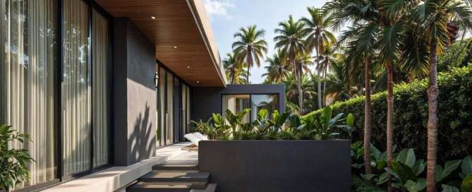 3-bedroom pool villas & townhomes near Laguna in Cherng Talay, Phuket steps to main entrance and pool area PSV-CHE-1608