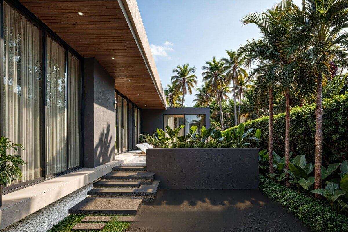 3-bedroom pool villas & townhomes near Laguna in Cherng Talay, Phuket steps to main entrance and pool area PSV-CHE-1608