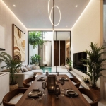 3-bedroom pool villas & townhomes near Laguna in Cherng Talay, Phuket open plan living, dining and kitchen area with pool access PSV-CHE-1608